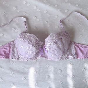 US-34A/JP-B75 Japanese Brand Purple Floral Embroidery Bra Cute